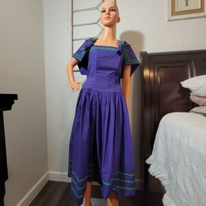 Vintage 70's Antonia Collection Purple Size 8  Strapless Formal Casual Sun Dress